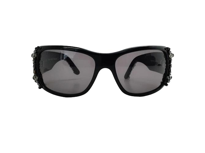 Chanel Black Crystal Bijou Numero 1 Sunglasses Plastic  ref.938952