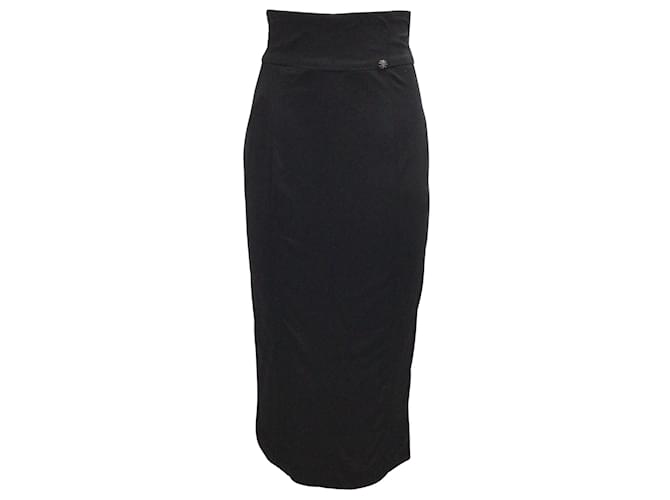 Falda larga de viscosa negra de Chanel Negro  ref.938953