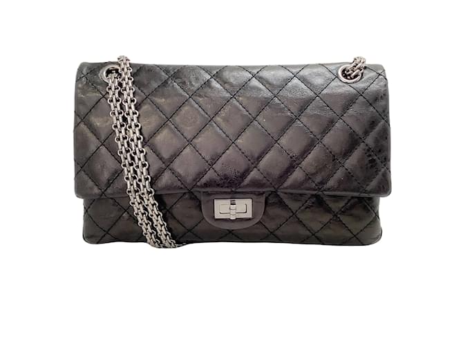 Chanel Surpique Chevron Medium Lambskin Leather Flap Crossbody Bag Black