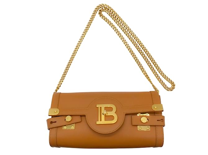 Balmain B Buzz Pouch Shoulder Bag Brown Leather  ref.939011