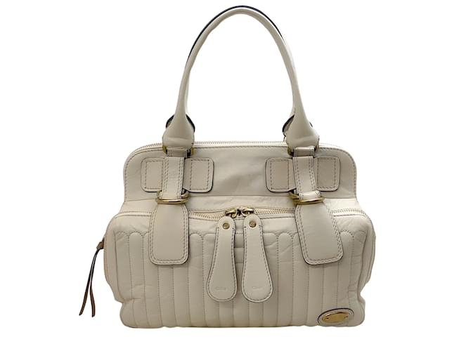 Chloé Chloe Ivory Leather Quilted Satchel Cream  ref.939083