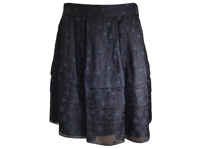 Christian Dior Black Circle Print Cotton and Silk Skirt  ref.939093