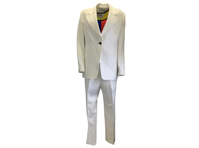 Autre Marque Christopher John Rogers Ivory Multi Three-Piece Linen Suit Set Cream  ref.939104
