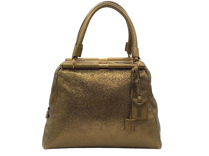 Yves Saint Laurent Gold Metallic Leather Medium Majorelle Shoulder Bag Golden  ref.939236