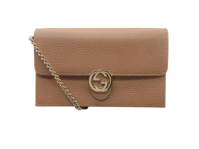 GUCCI borsa Interlocking a tracolla con catena e dettagli oro GG