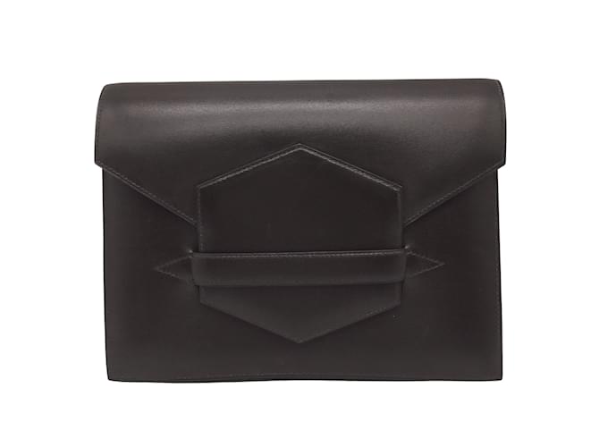 Hermès Faco Box Brown Leather Clutch  ref.939361