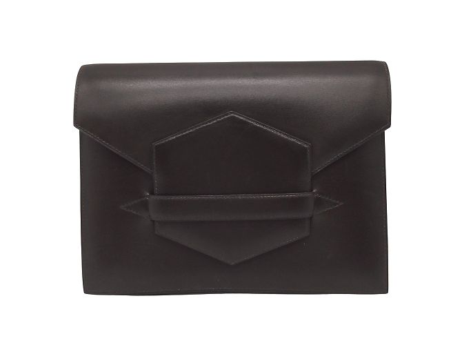 Hermès Faco Box Brown Leather Clutch