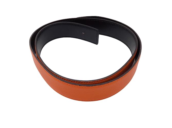 Hermès Hermes Orange / Black 2012 Reversible 32mm Leather Belt Strap  ref.939374