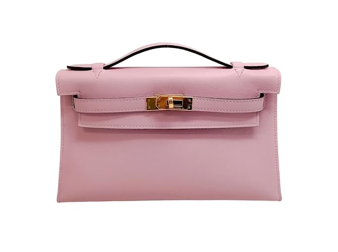 Cuir Rose Hermès 2021 Kelly Pouchette  ref.939389