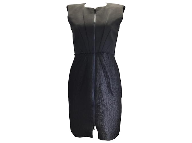 Autre Marque Roksanda Ilincic Black Sleeveless Full Front Zip Pure Silk Dress  ref.939422