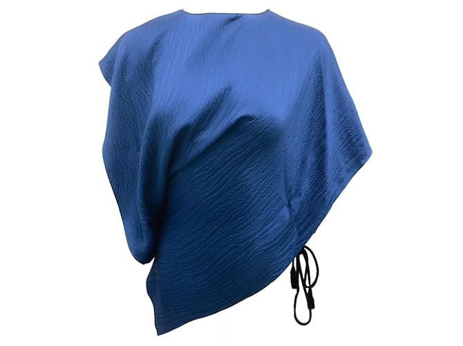 Blusa de seda asimétrica martillada azul de Roland Mouret  ref.939428