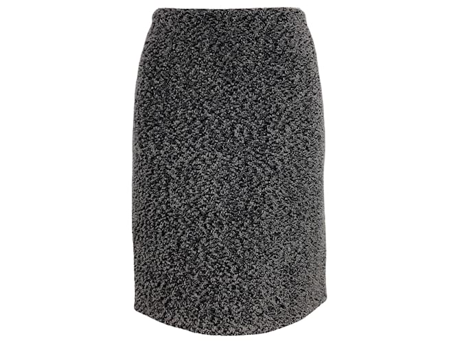 Chanel grey / Black Tweed Boucle Vintage 1994 Skirt Polyester  ref.939471