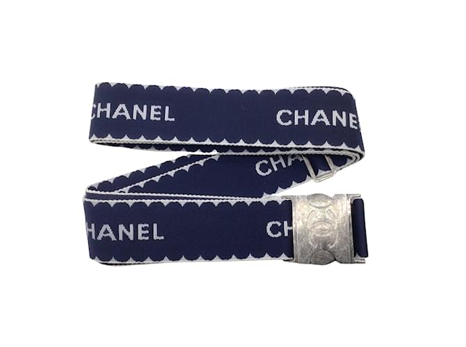 Chanel navy/White Adjustable Luggage Strap