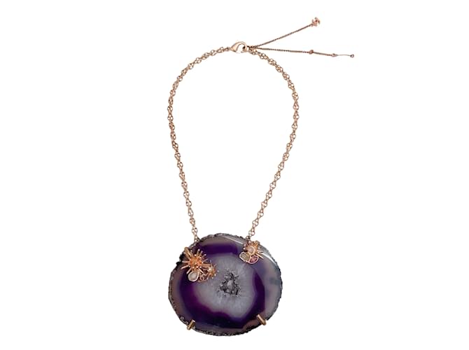 Chanel Purple Amethyst Slice Necklace Metal  ref.939521