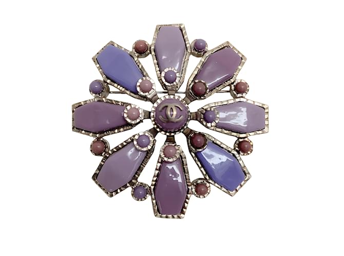 Chanel Purple Multi / Silver Spring 2004 brooch Metal  ref.939523