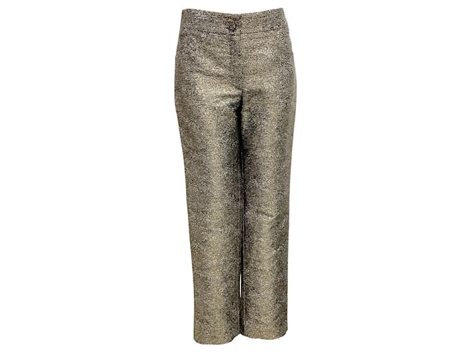 Chanel Silver / Pantalones dorados de lúrex Plata Sintético  ref.939536