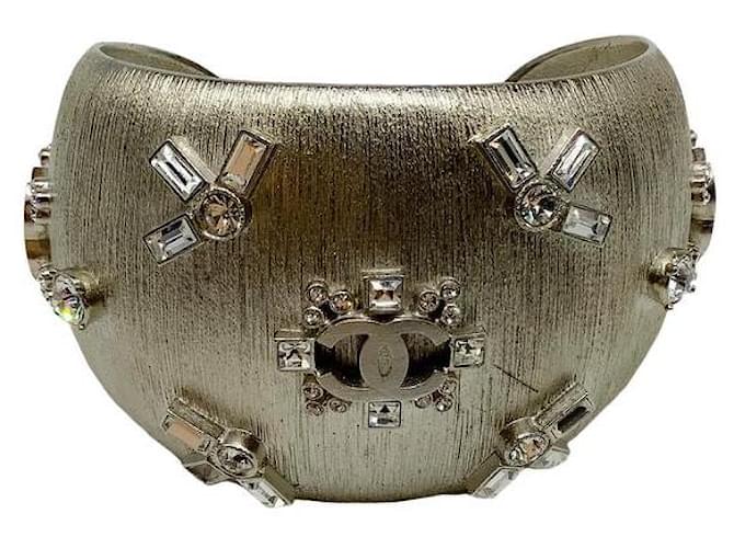 Chanel Silver Jeweled Cuff Bracelet Silvery  ref.939540