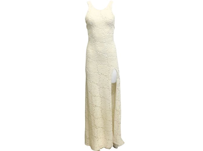Redemption Ivory Lace Open Back Casual Maxi Dress Cream