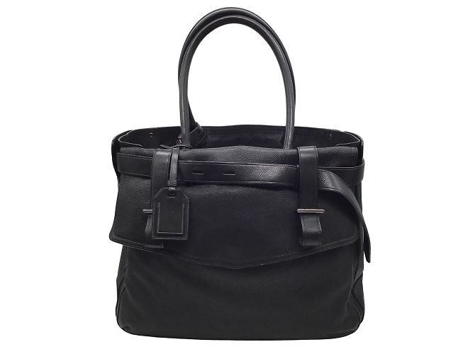 Reed Krakoff Belted Black Leather Tote