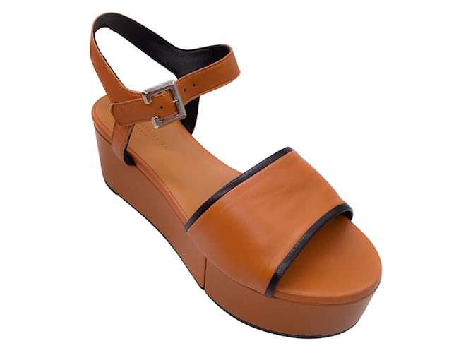 Robert Clergerie Light Brown / Black Trim Platform Leather Sandals  ref.939595