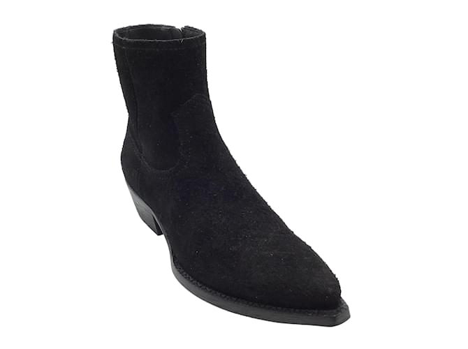Saint Laurent Black Shaggy Suede Ankle Boots/Booties  ref.939624