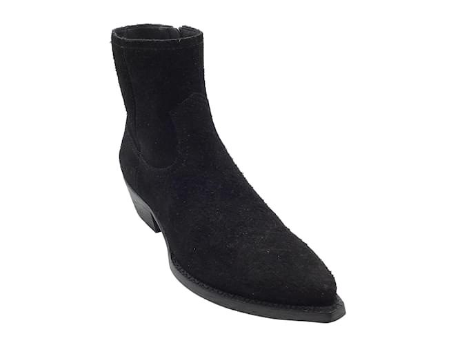 Schwarze Stiefeletten aus Shaggy-Wildleder von Saint Laurent/Booties Schweden  ref.939624