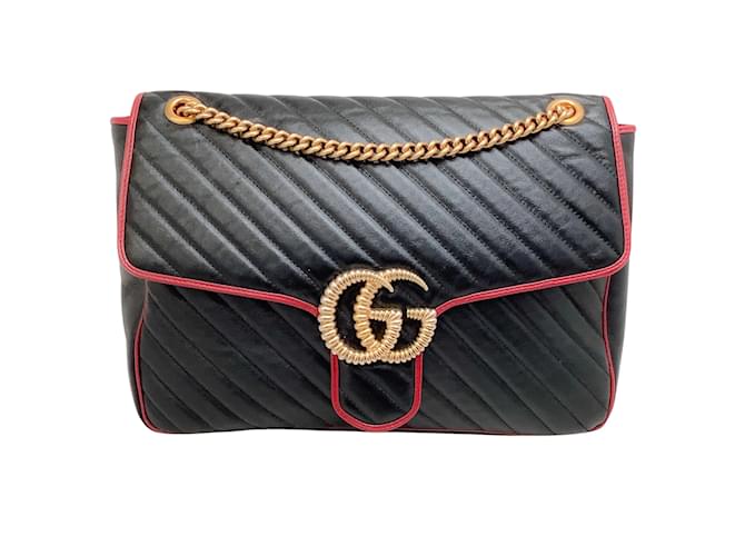 Black Leather GG Marmont Long Id Wallet