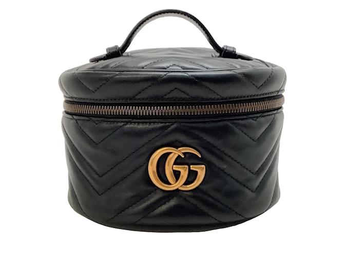 Gucci GG Marmont Mini Matelassé-Lederrucksack aus schwarzem Leder  ref.939668