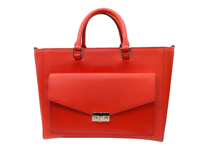 Tory Burch Masaai Red Saffiano Leather T Lock Handbag  ref.939730