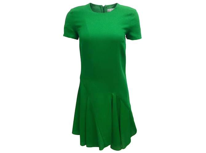 Christian Dior Dior Kelly Green Short Sleeved Silk Lined Cocktail Dress Wool  ref.939754