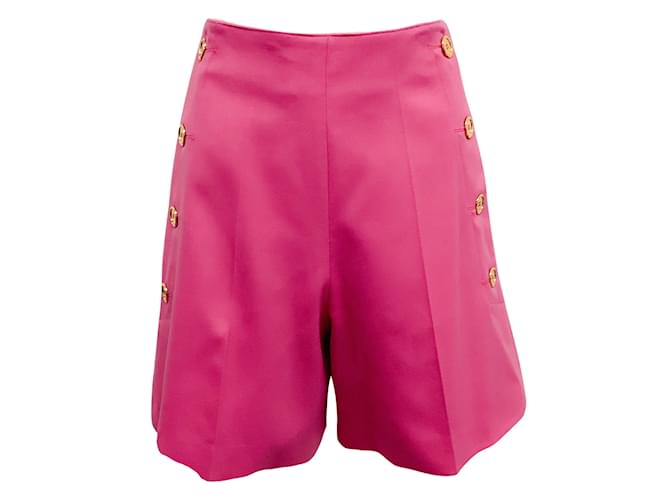 Autre Marque Patou Pink Wool Iconic Shorts with Gold Buttons Synthetic  ref.939842
