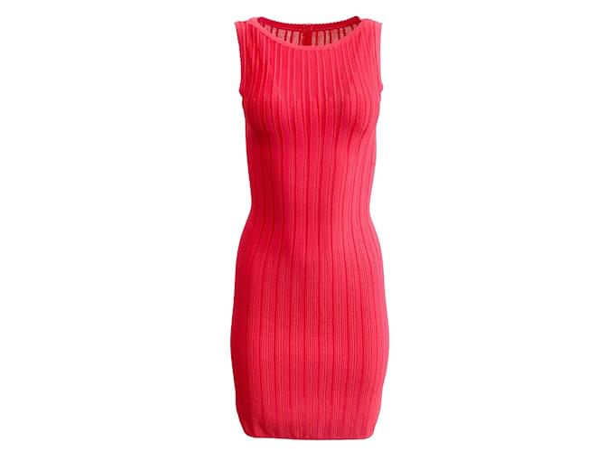 ALAÏA Hot Pink Knit Sleeveless Body Con Casual Dress Viscose  ref.939865