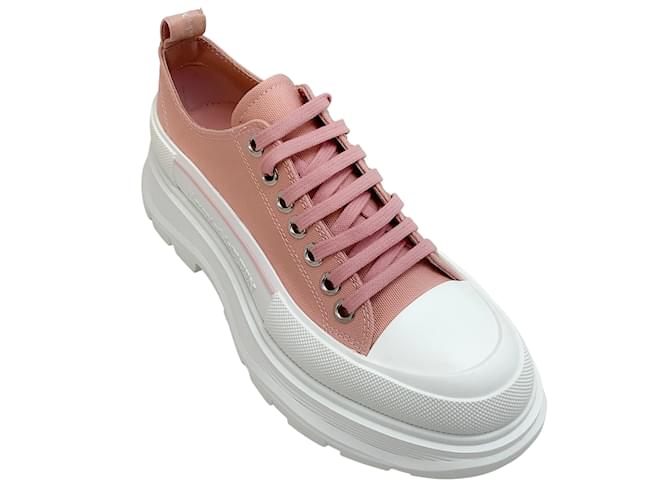 Alexander McQueen pink / White Canvas Platform Sneakers Cloth  ref.939921
