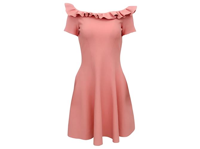 Alexander McQueen Pink Anemone Ruffled Off The Shoulder Dress Viscose  ref.939923