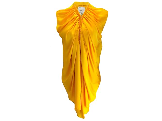 Maison Rabih Kayrouz Sunflower Draped Sleeveless Top Yellow Polyester  ref.939955