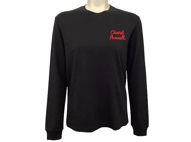 Chanel Schwarzes, langärmliges Pharrell Wish List-T-Shirt aus Baumwolle  ref.940051