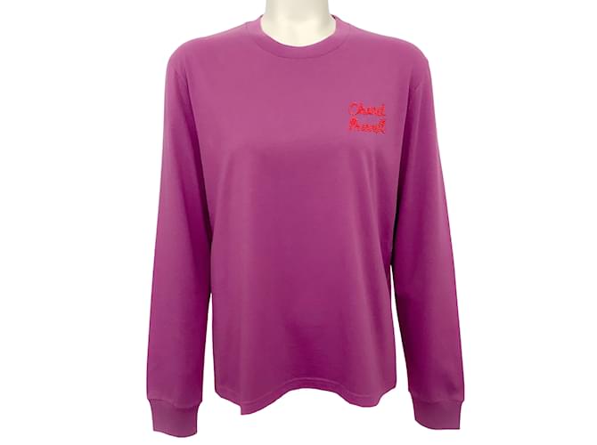 Chanel Purple Cotton Long Sleeve Pharrell Wish List Tee Shirt Pink  ref.940053