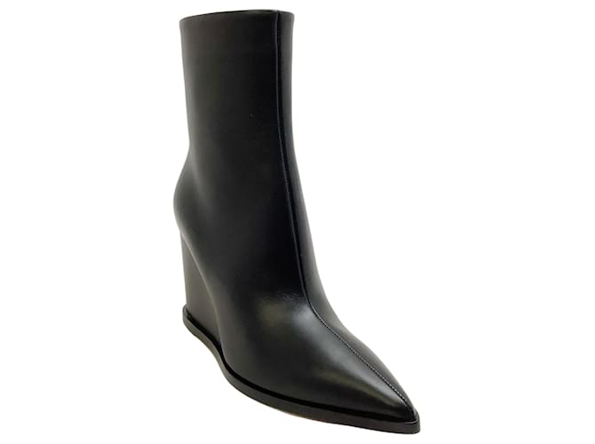 Leather wedge knee-high boots in black - Gianvito Rossi