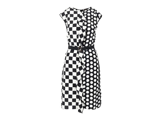 Vestido xadrez e bolinhas Louis Vuitton Branco