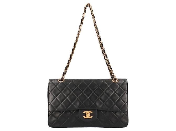 Timeless Chanel Double flap Black Leather  ref.940762