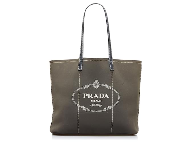 Prada Leather Top Handle Shopper Bag Taupe