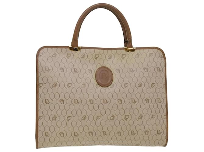 Christian Dior Honeycomb Canvas Hand Bag Beige Auth bs5527  ref.941022