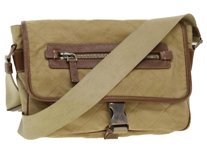 PRADA Quilted Shoulder Bag Nylon Beige Auth 42742  ref.941045