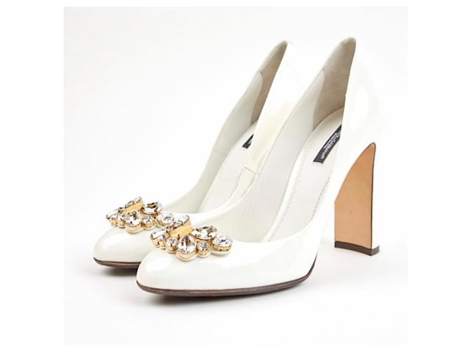 Dolce & Gabbana bridal embellished pupms White Leather  ref.941080