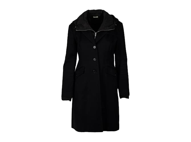 Miu Miu Coat with Zippered Hoodie Black Cotton  ref.941090