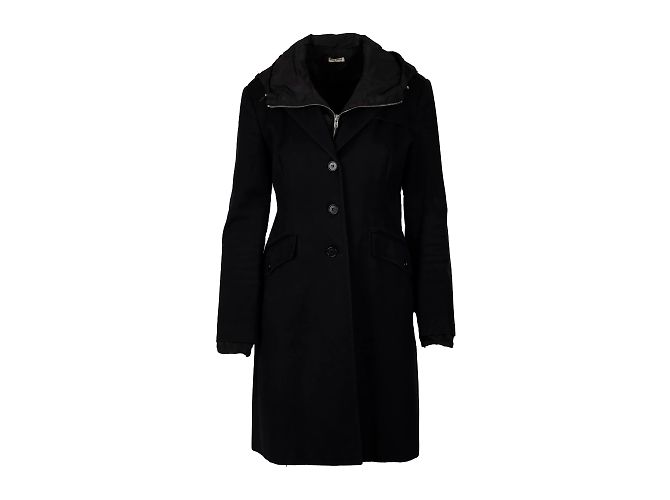 Abrigo Miu Miu con capucha con cremallera Negro