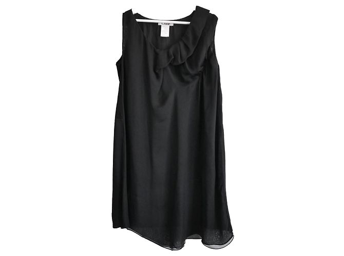 Chloé FALL 2007 Abito a pannelli misti in chiffon di seta nera Nero