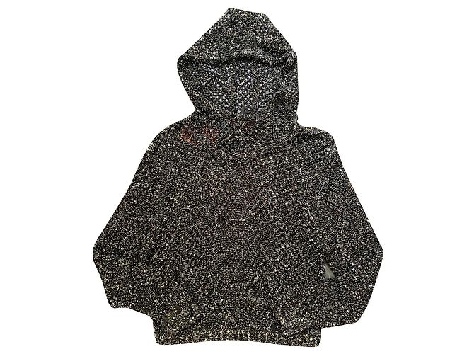 Missoni Metallic Häkelstrickpullover mit Kapuze Metallisch