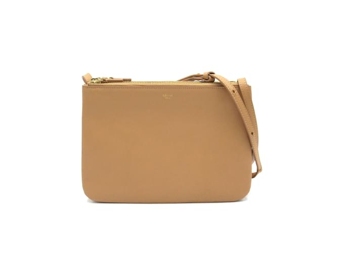 Celine Trio Leather Crossbody Bag Beige Pony style calfskin ref.941219 Joli Closet