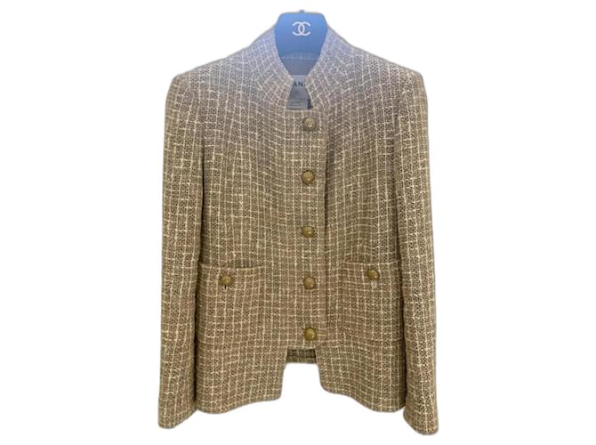 Chanel Beige Tweed Jacket 36  ref.941984